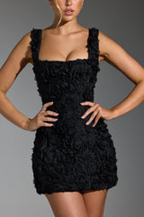 Floral-Appliqué Corset Mini Dress