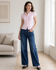 Unique Design Slim Fit Short Sleeve Blouse