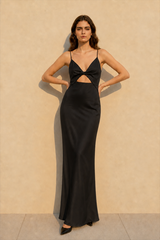 V-Neck Strappy Hollow Slit Sexy Maxi Dress