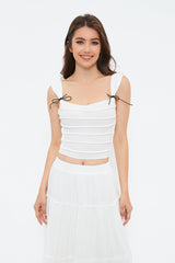 Sweetheart Seam Detail Cinched Waist Tank Top