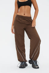 Reflective Trim Dual Pocket Drawstring Hem Cargo Pants