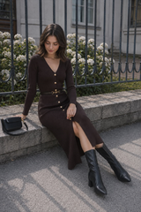Long Sleeve Button Sweater Dress