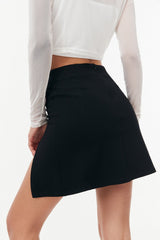 High Waist Split Hem A-Line Mini Skirt