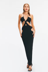Cut Out Backless Solid Maxi Dress