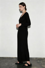 Basics Solid Long Sleeve Bodycon Maxi women Midi Dresses