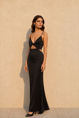 V-Neck Strappy Hollow Slit Sexy Maxi Dress