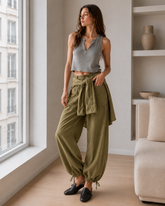 Ruched Mid Rise Wide Leg Jeans