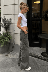 Denim Street Pocket Low Waist Cargo Pants