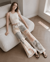 Vintage Newspaper Print Straight Leg Jeans
