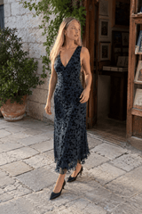 Floral Print V-Neck Sleeveless Fitted Party Dress
