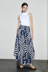 Leaf Print Flowy Casual Vacation Skirt