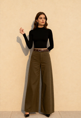 Structured Tailored Wide-Leg Cargo Pants