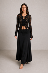 Y2K Retro Lace Up Sexy Lace Blouse