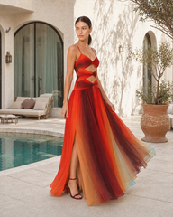 Twist Knit Hollow Shoulder Strapless Bodycon Maxi Dress