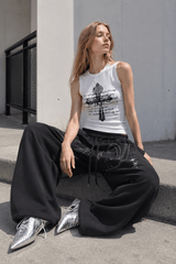 Vintage Hip Hop Graphic Baggy Straight Pants