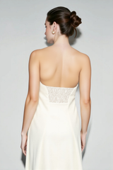 Linen Strapless High Waist Vacation Dress