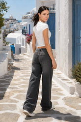 Vintage Washed Stretchy Straight Leg Jeans