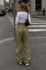 Fashionable Low-Waisted Drawstring Cargo Pant
