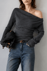 Chic Off Shoulder Fitted Knit Top