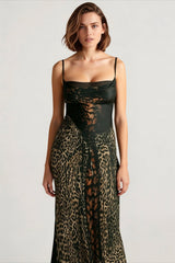 Mesh Patchwork Backless Midi Dress