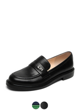 Kimberly Women's Oxford Genuine Leather Round Toe Flat Black Shoes