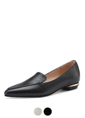 Leron Women's Leather Designer Black Loafer
