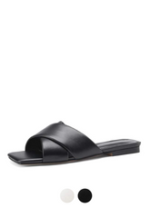 Gal Women's Leather Flat Black Sandal