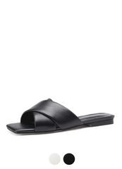 Gal Women's Leather Flat Black Sandal