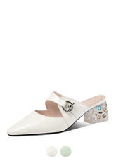 Piani Women's Elegant Genuine Leather Mules Shoes