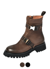Donay Women's Round Toe Leather Boots