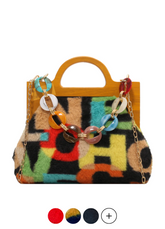 Peter Women's Faux Fur Plush Tote Handbag