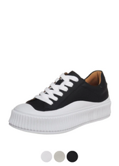 Mardin Women's Flat Leather Platform Black Sneaker