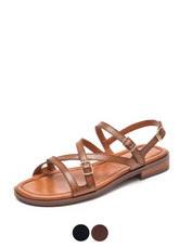 Shantal Women's Genuine Leather Cross Strap Sandals
