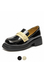 Giorgia Women's Patent Leather Black Loafer Shoes