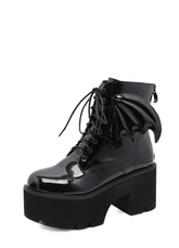 Archy Womens Angel Wing Patent Leather Ankle Booties