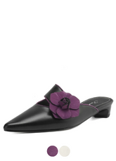 Angeles Women's Pointed Toe Leather Mules