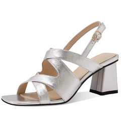Cappoci Women's Square Heel Leather Sandals