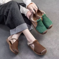 Cenia Women's Leather Round Toe Mixed Colors Sandals