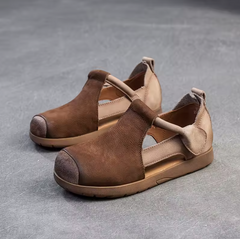 Cenia Women's Leather Round Toe Mixed Colors Sandals