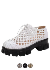 Claudia Women's Woven Hole Breathable Platform Shoes