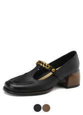 Elma Women's Metal Chain Leather Pumps