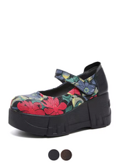 Elsa Women's Leather Platform Wedge Heel Pumps