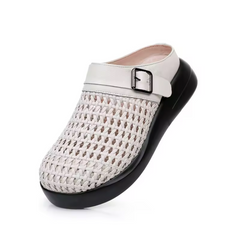 Ginni Women's Leather Soft Sole Platform Mules