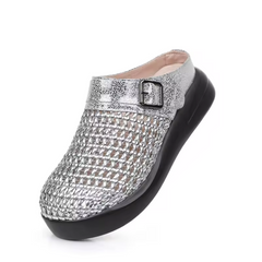 Ginni Women's Leather Soft Sole Platform Mules