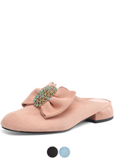 Larent Women's Round Toe Low Heels Leather Mules