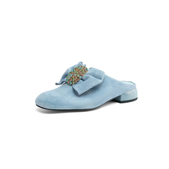 Larent Women's Round Toe Low Heels Leather Mules