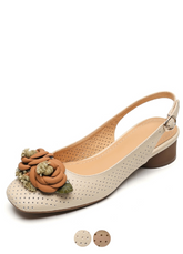Lariza Women's Slingback Leather Flower Sandals