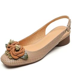 Lariza Women's Slingback Leather Flower Sandals