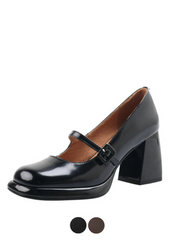 Lina Women's Thick High Heel Court Pumps