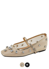 Liria Women's Mesh Rhinestones Low Heeled Comfort Flats